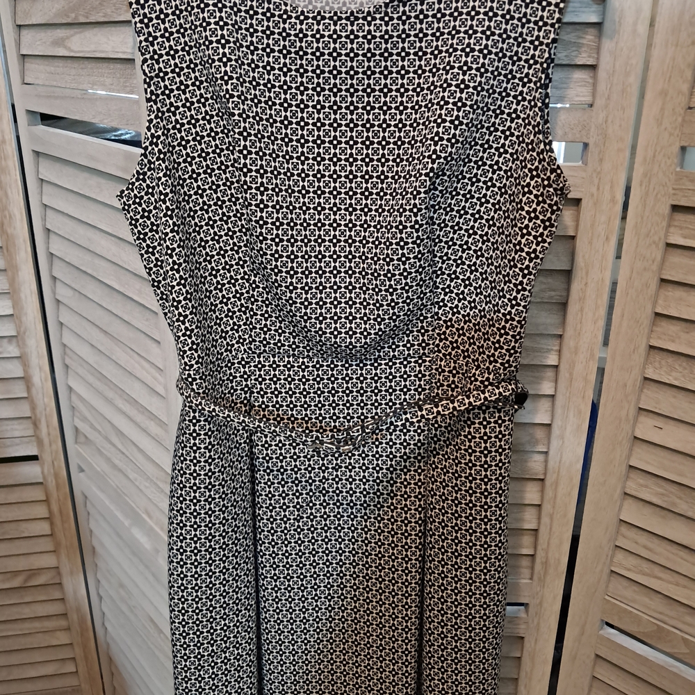 Aa Studio Black and White Geometric Midi Dress